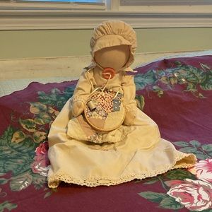 Vintage Handmade Doll Embroidered